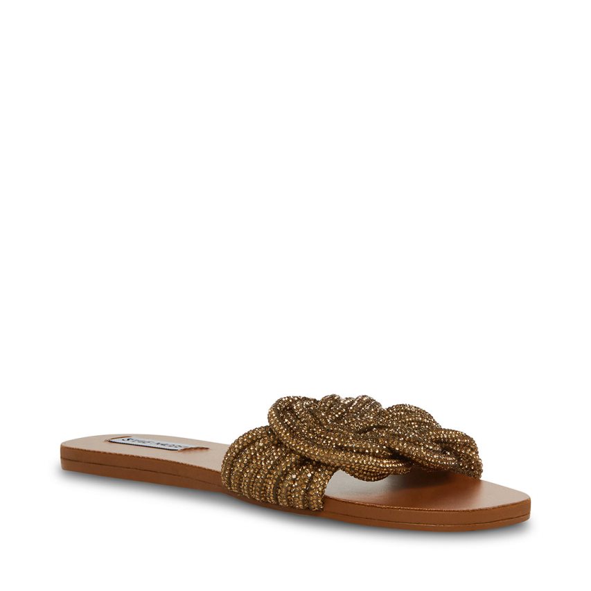 Sandalias Planas Steve Madden Adore Mujer Doradas | ES ZE3418